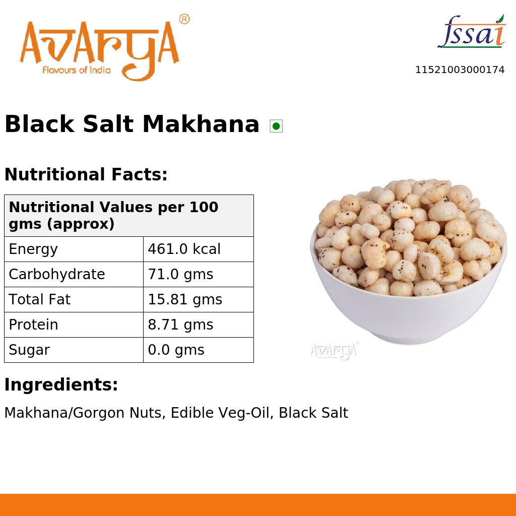 Ingredients And Nutrition Facts Of Black Salt Makhana