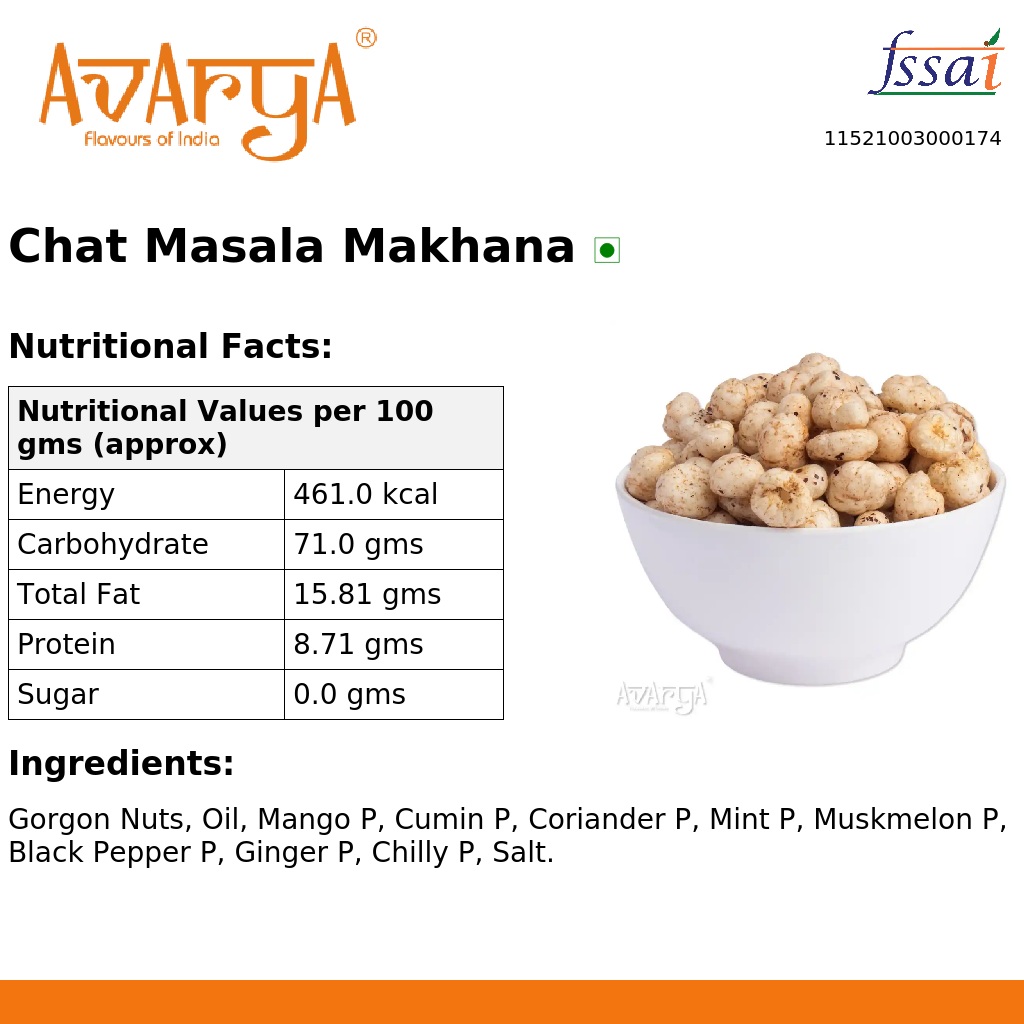 Ingredients And Nutrition Facts Of Chat Masala Makhana