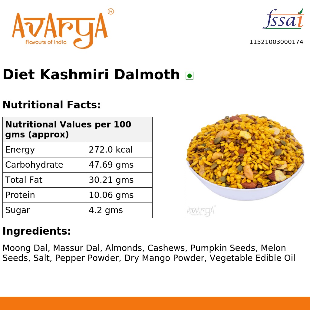 Ingredients And Nutrition Facts Of Diet Kashmiri Dalmoth