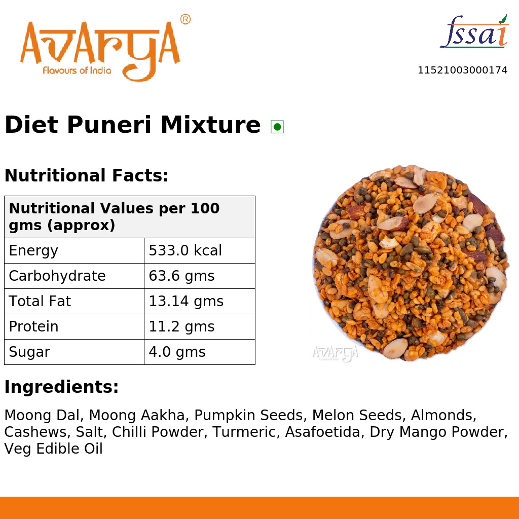 Ingredients And Nutrition Facts Of Diet Puneri Mixture