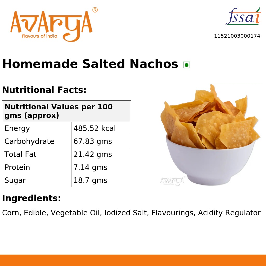 Ingredients And Nutrition Facts Of Homemade Salted Nachos