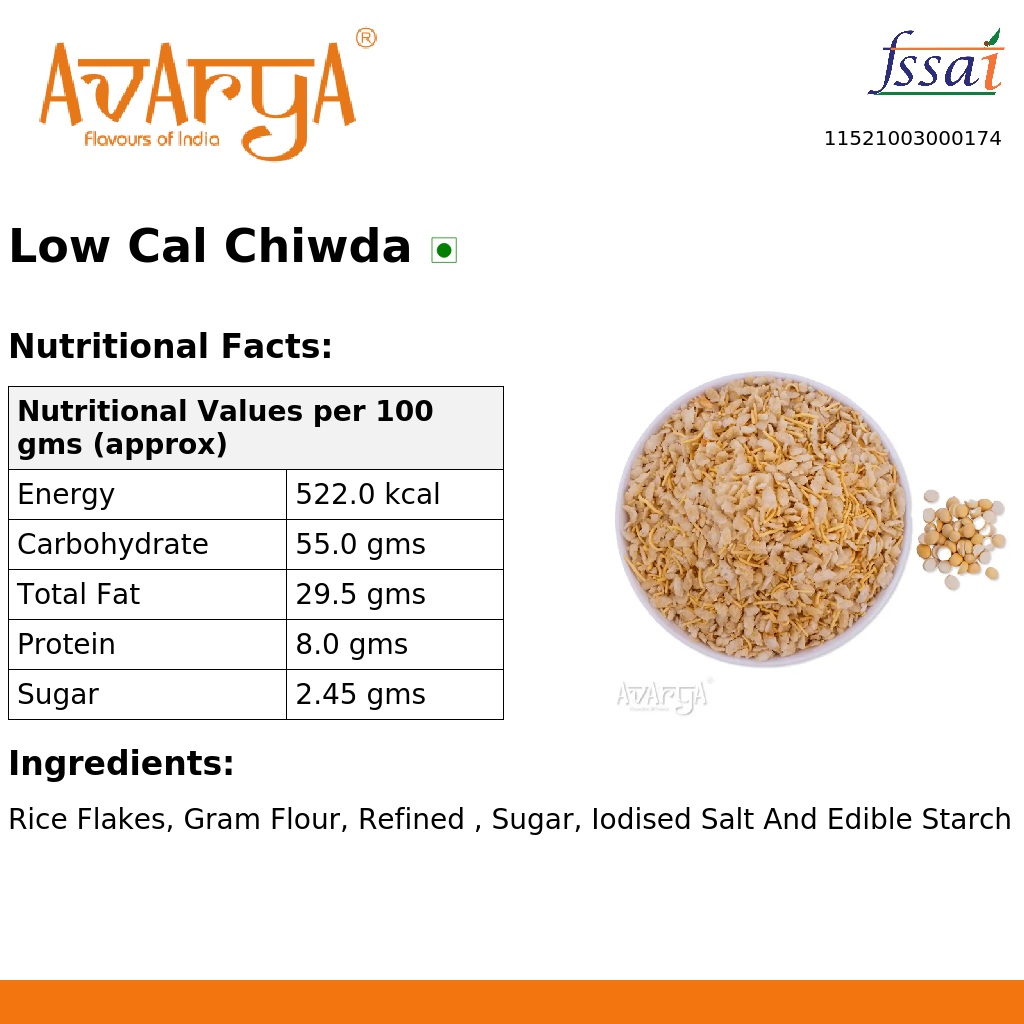 Ingredients And Nutrition Facts Of Low Cal Chiwda