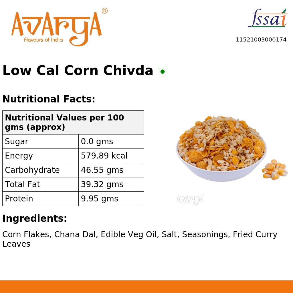 Ingredients And Nutrition Facts Of Low Cal Corn Chivda