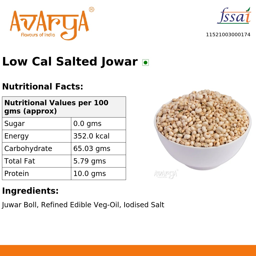 Ingredients And Nutrition Facts Of Low Cal Salted Jowar