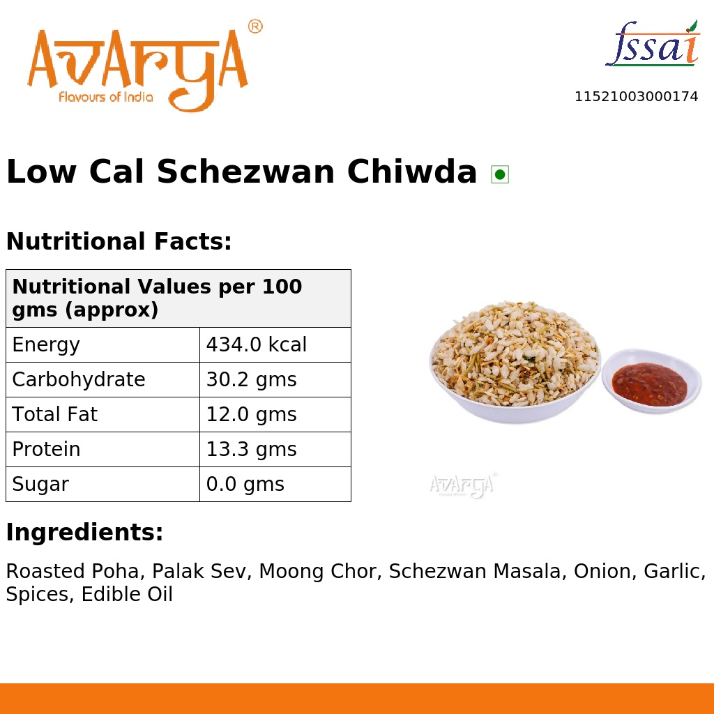 Ingredients And Nutrition Facts Of Low Cal Schezwan Chiwda