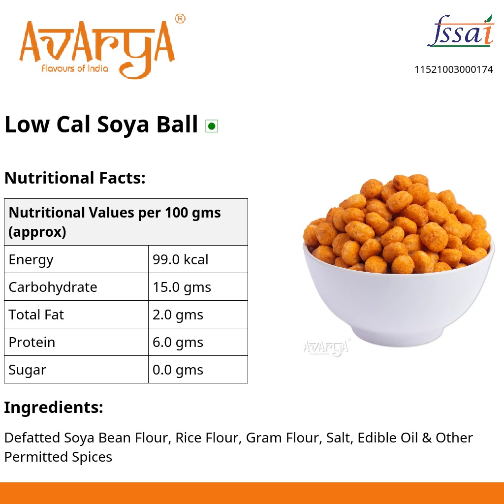Ingredients And Nutrition Facts Of Low Cal Soya Ball