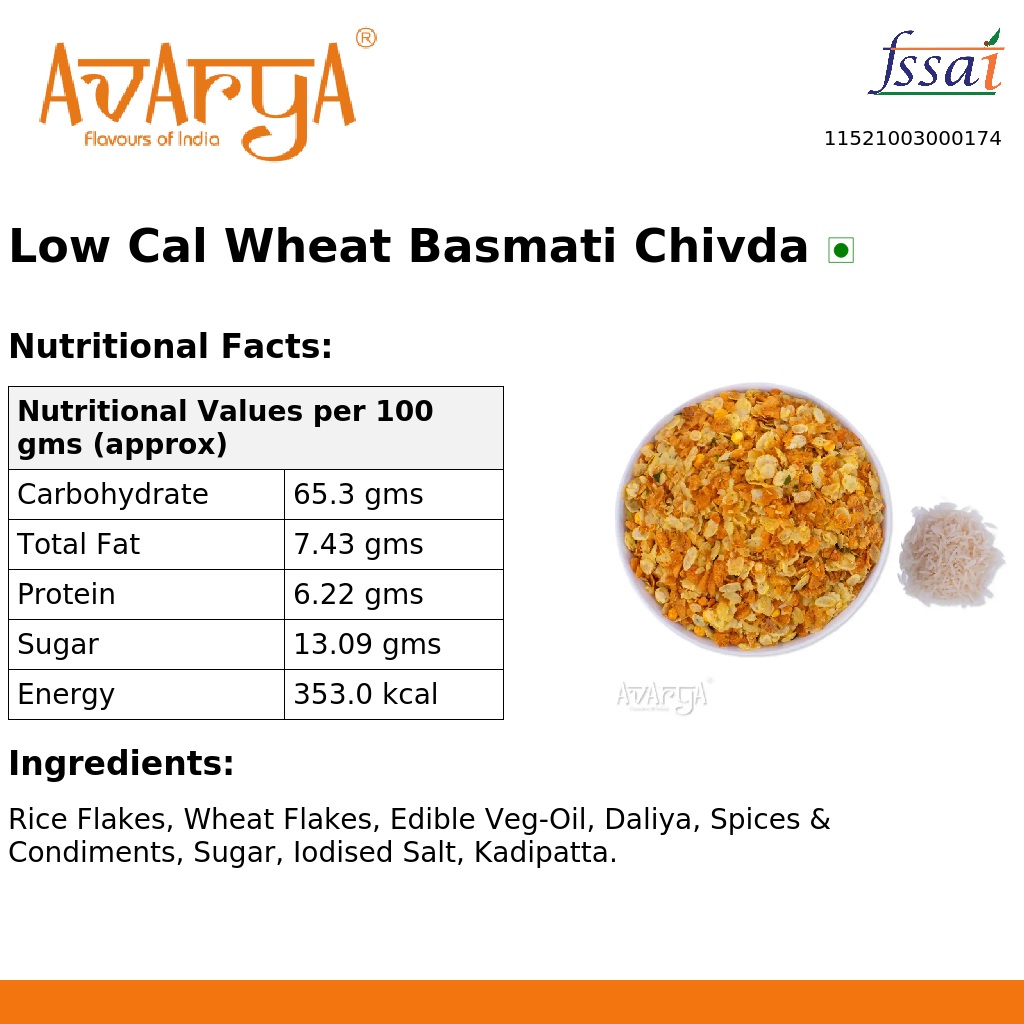 Ingredients And Nutrition Facts Of Low Cal Wheat Basmati Chivda