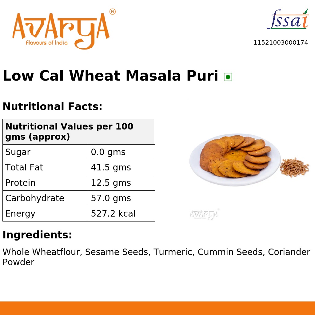 Ingredients And Nutrition Facts Of Low Cal Wheat Masala Puri