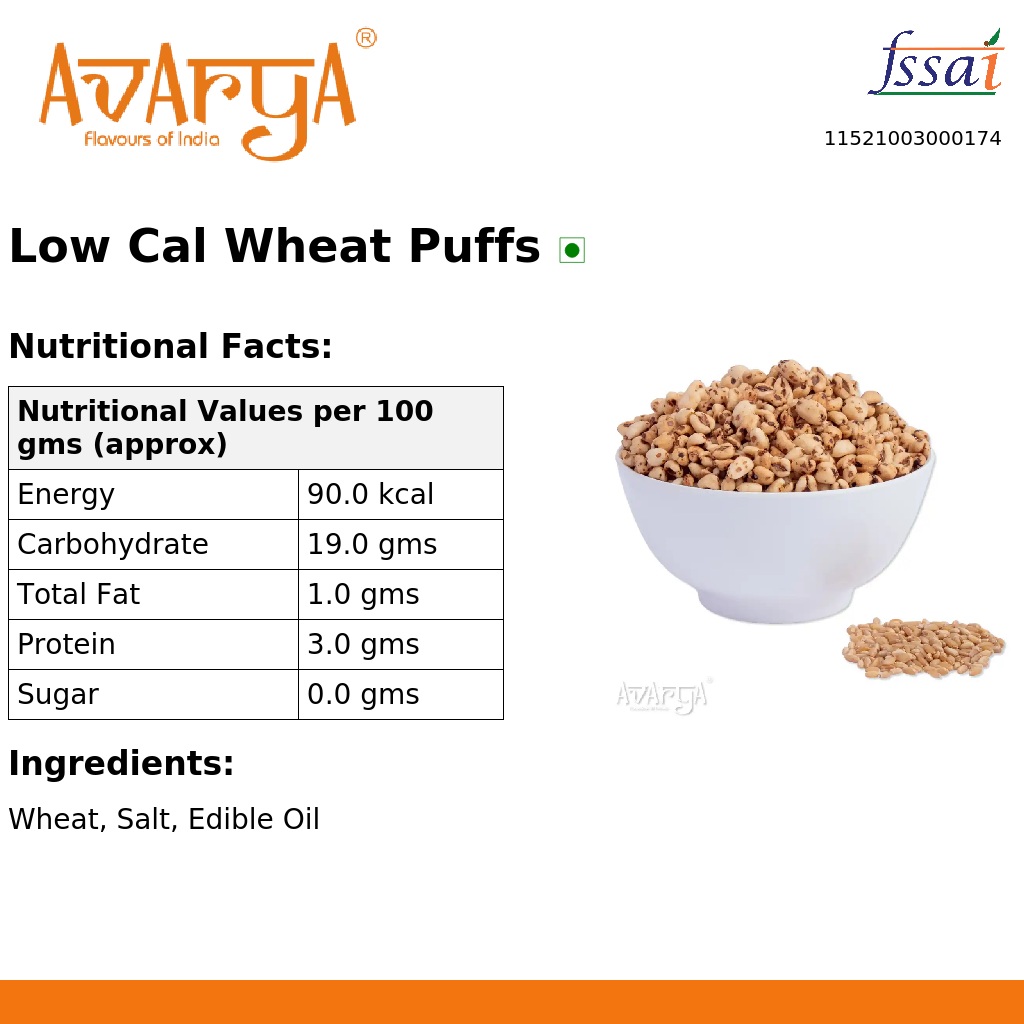 Ingredients And Nutrition Facts Of Low Cal Wheat Puffs