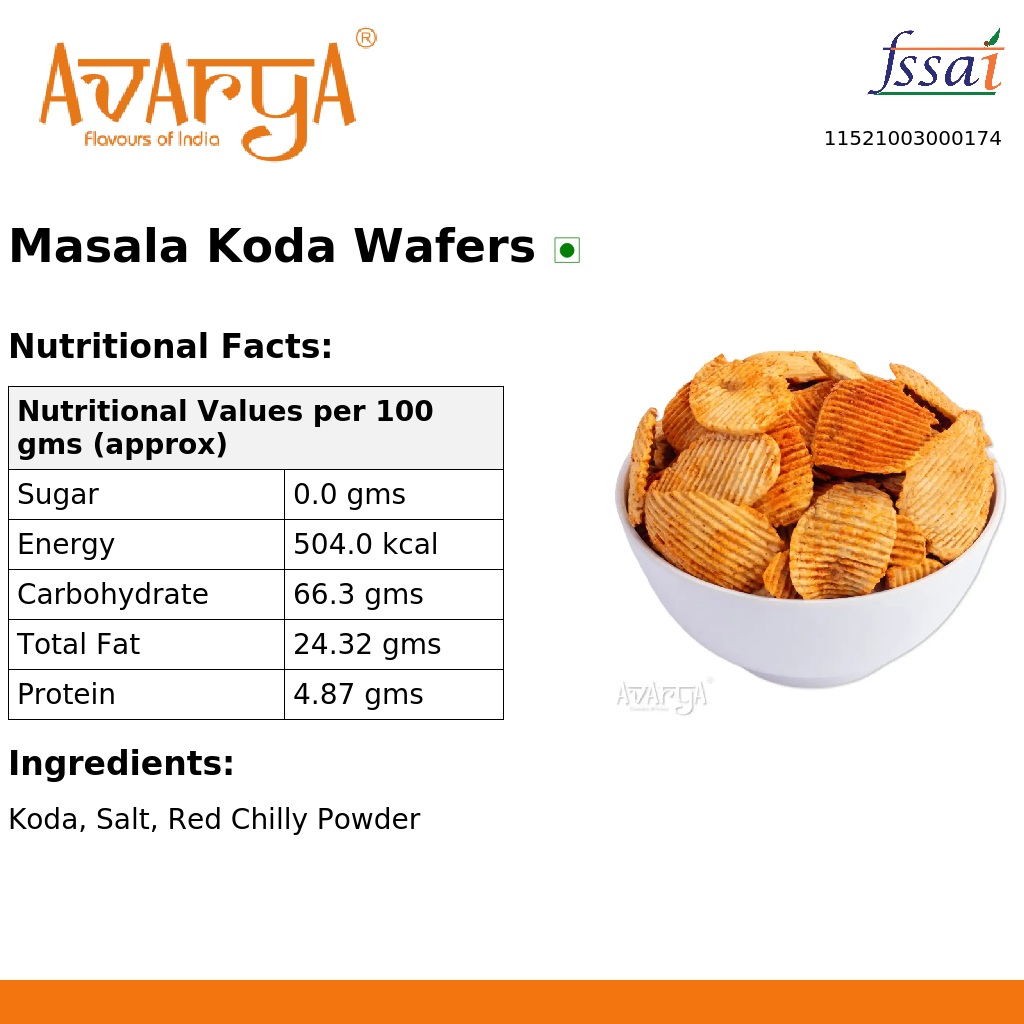 Ingredients And Nutrition Facts Of Masala Koda Wafers